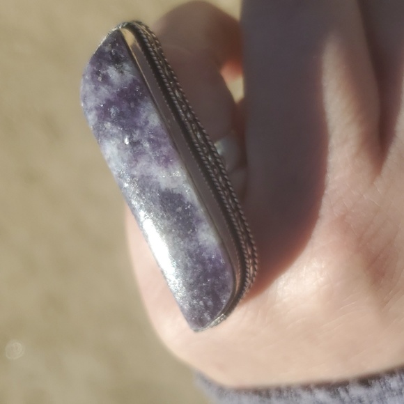 New Oversized Lepidolite 925 Silver Statement Ring. - Picture 2 of 15